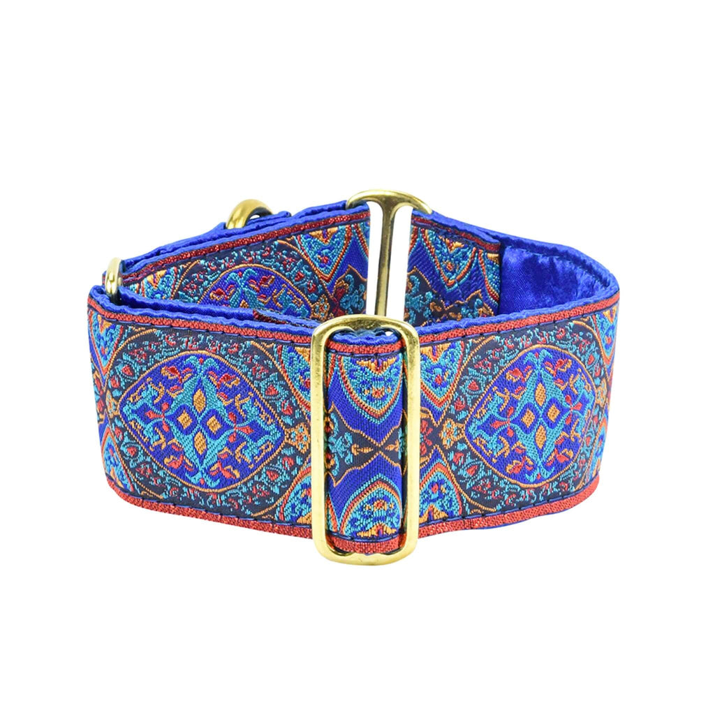 Aristocracy Blue 2" Wide Satin-lined Martingale Dog Collar