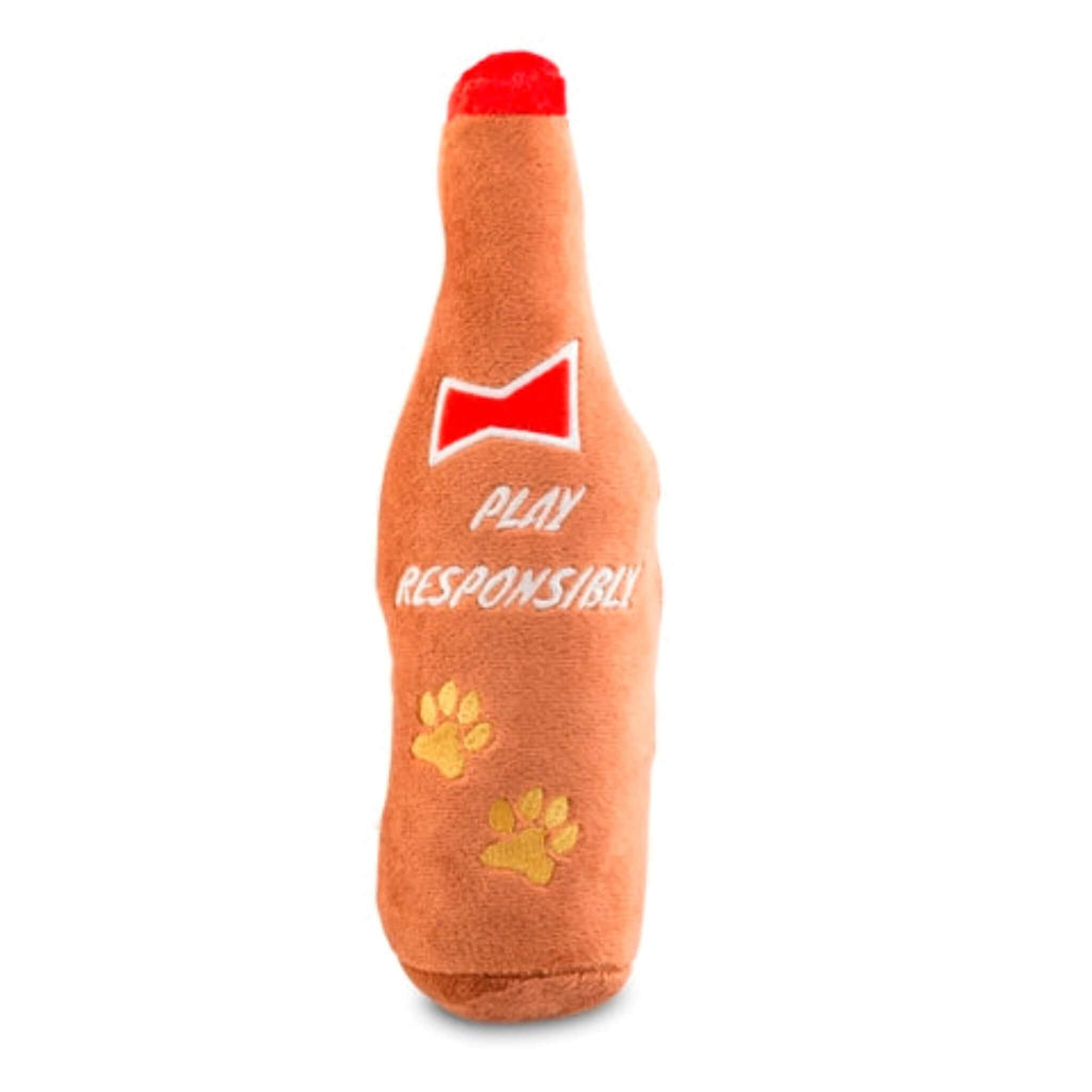 Barkweiser Parody Plush Dog Toy - back of bottle