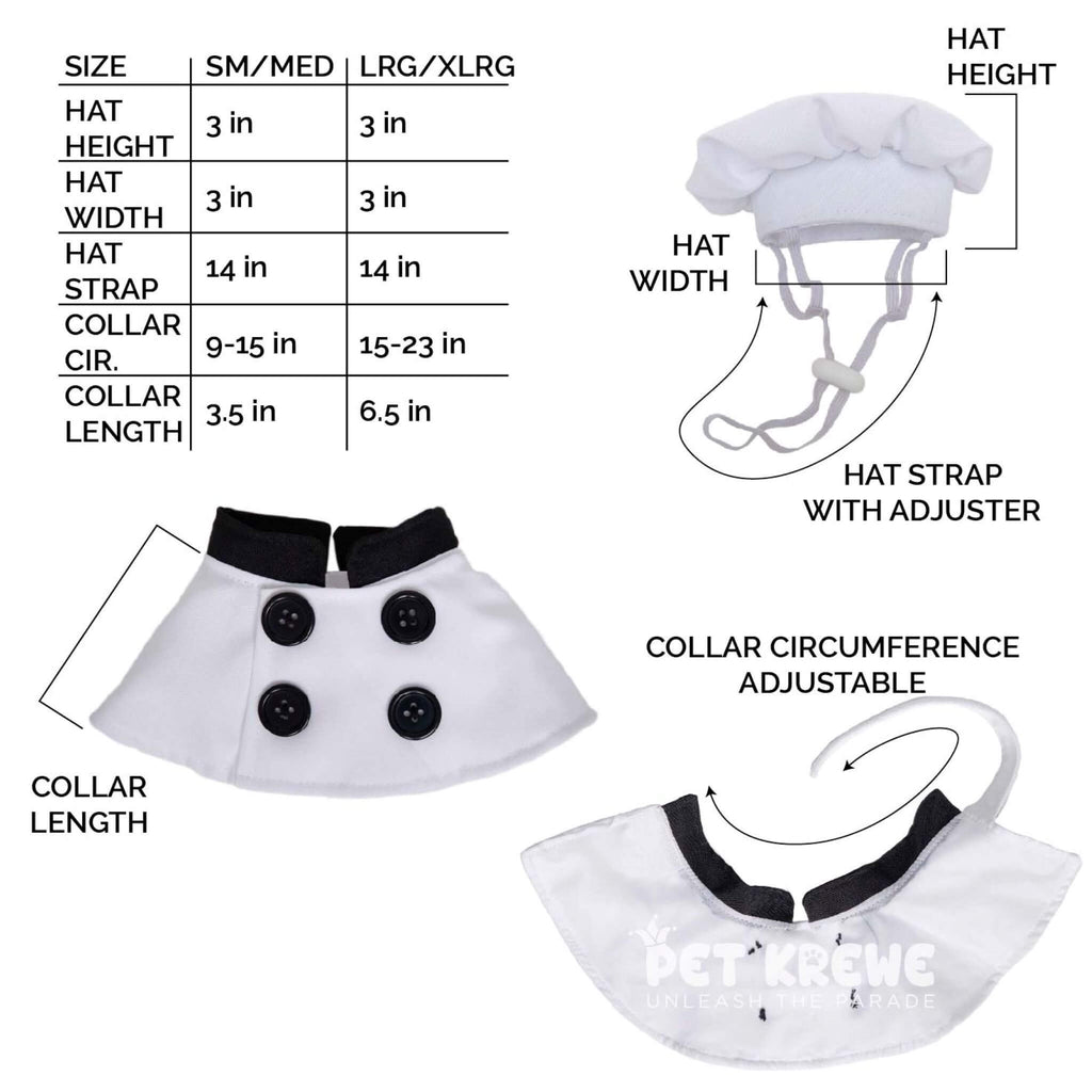 Chef Uniform Pet Costume Size Chart