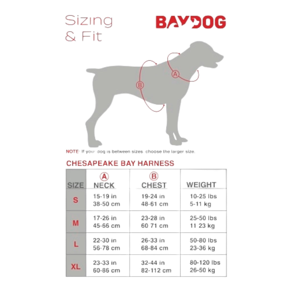 Chesapeake Bay Dog Harness Size Guide