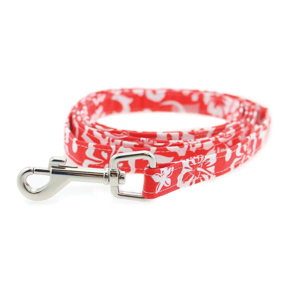 Cool Mesh Dog Harness - Hawaiian Hibiscus Red - matching leash