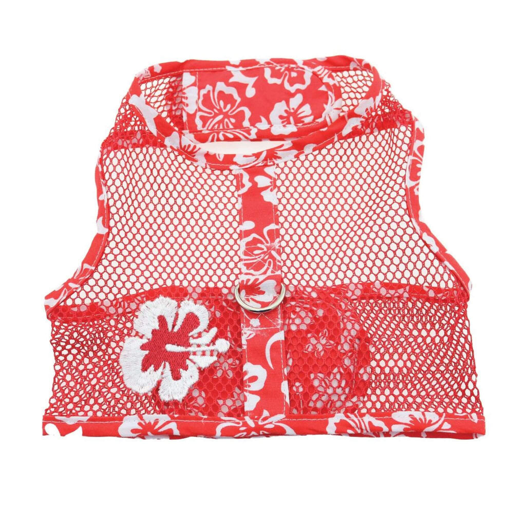 Cool Mesh Dog Harness - Hawaiian Hibiscus Red