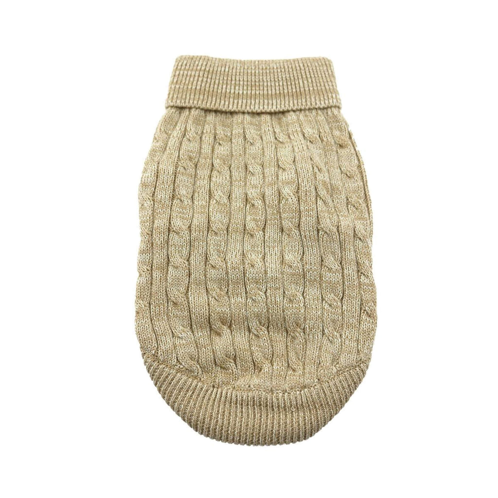 Cotton Cable Knit Dog Sweater in Oatmeal