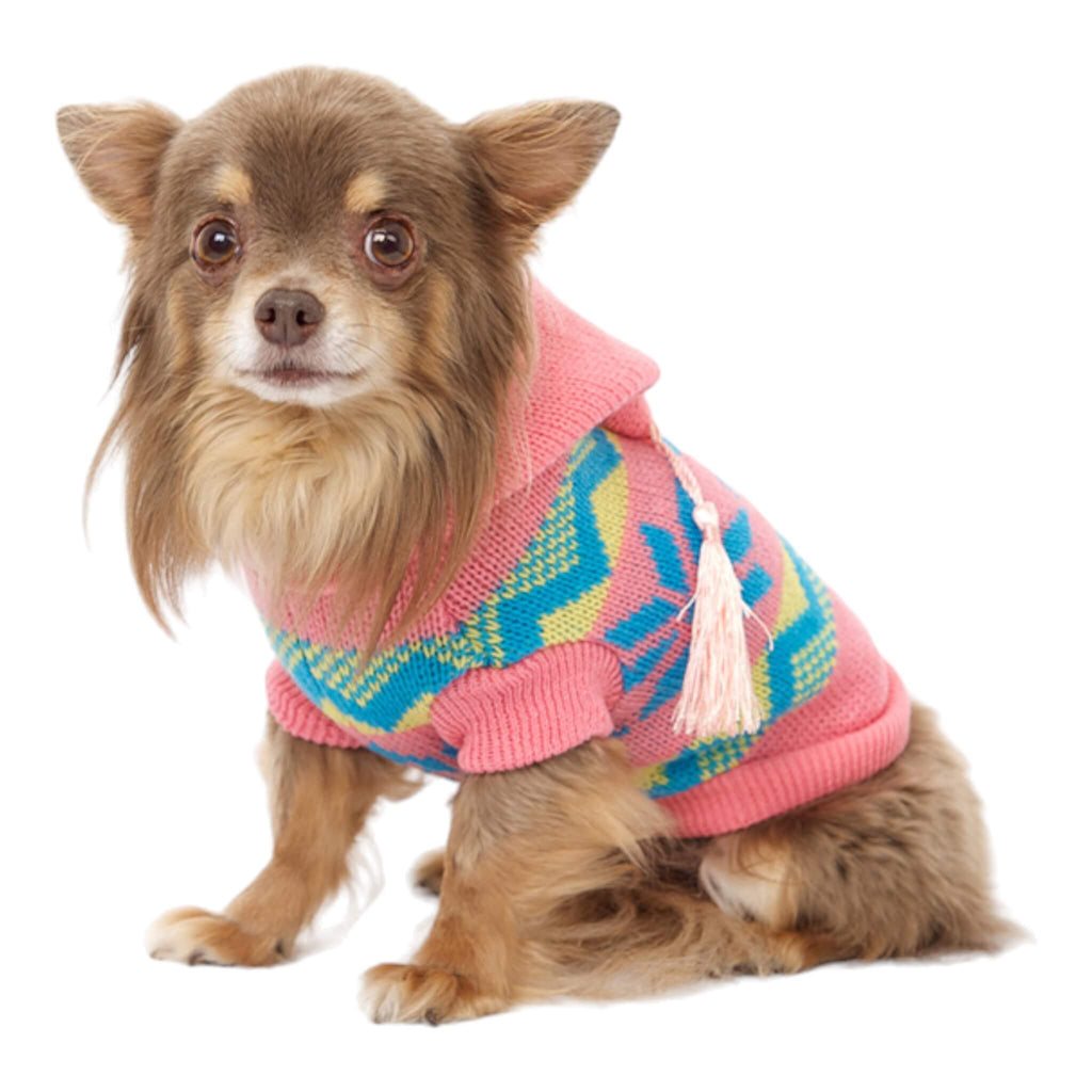 Doggie fashionista models Alpine Hooded Dog Sweater