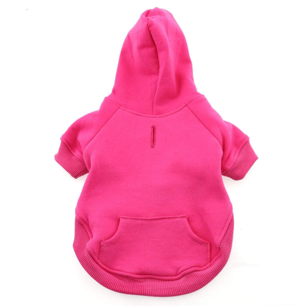 Flex-Fit Dog Hoodie in Pink features a buttonhole for easy leash attachment