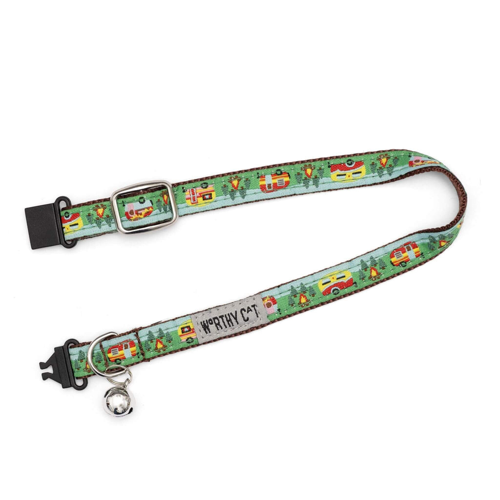 Happy Camper Cat Collar with breakaway snap clasp