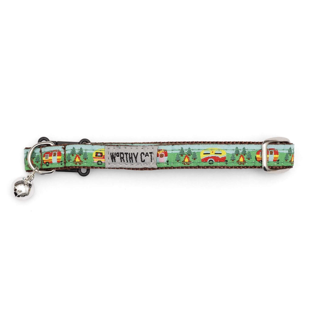 Happy Camper Cat Collar with removable bell