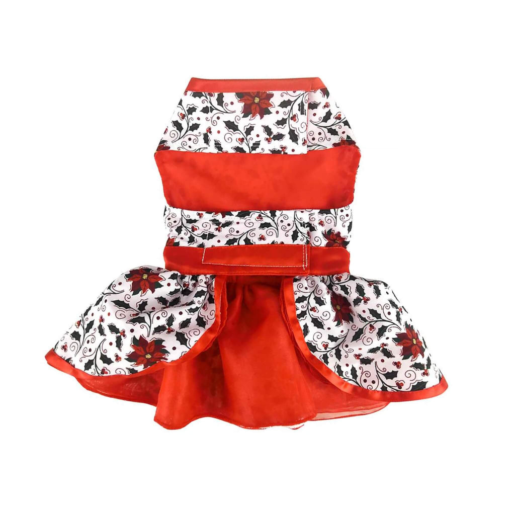 Holiday Dog Harness Dress - Holly - underside view