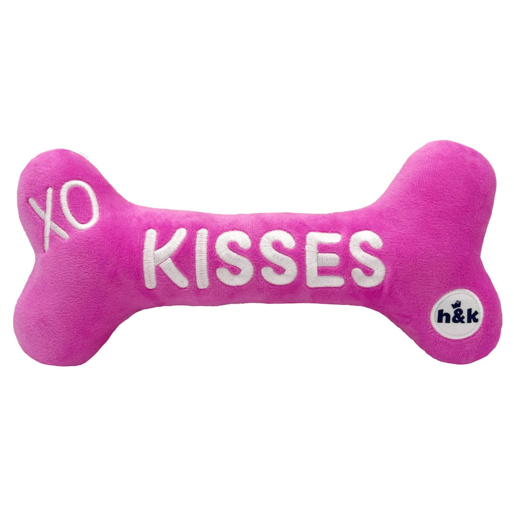 Hugs & Kisses Plush Dog Bone - pink side