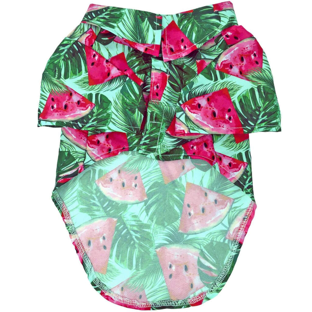 Juicy Watermelon Hawaiian Dog Camp Shirt - underside view