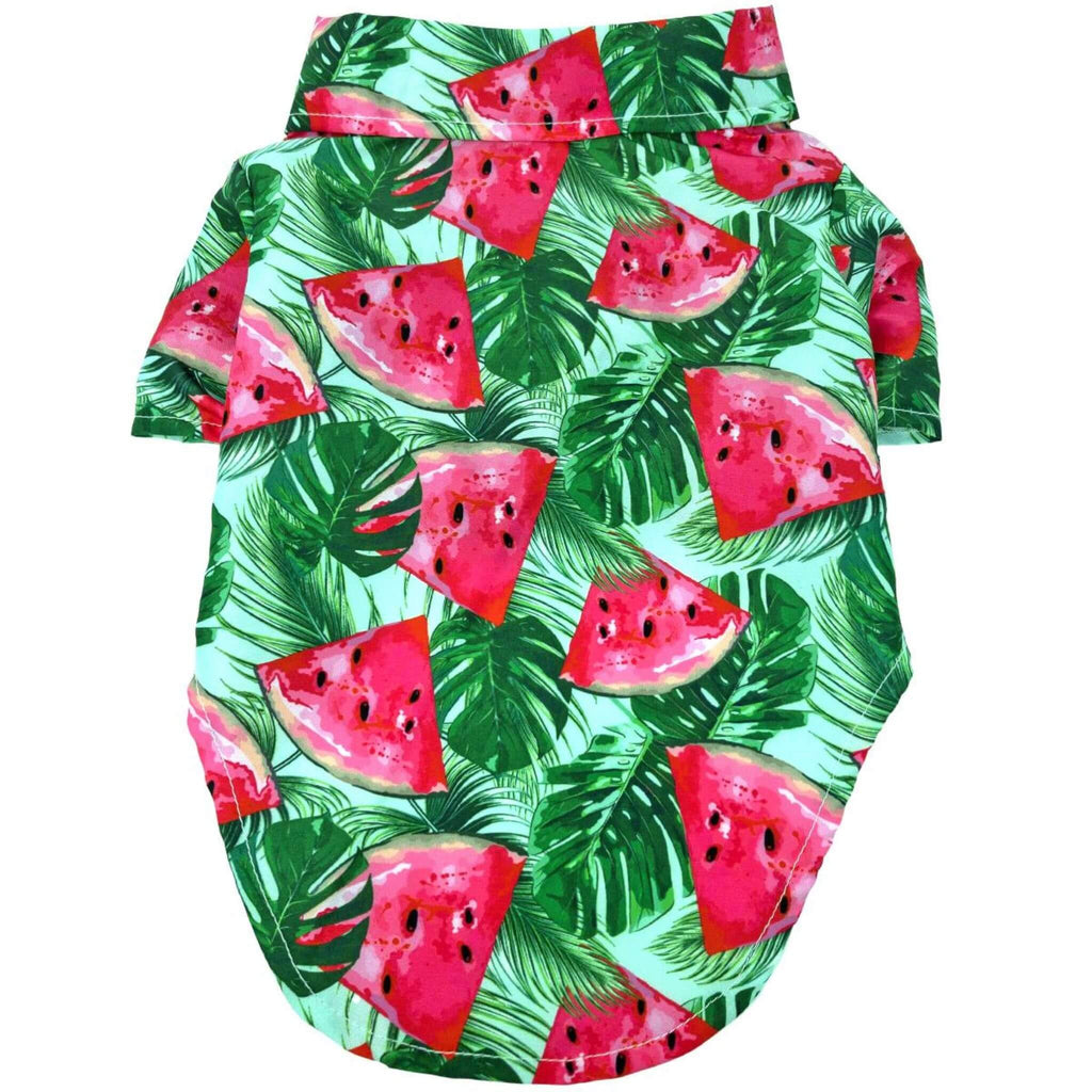 Juicy Watermelon Hawaiian Dog Camp Shirt