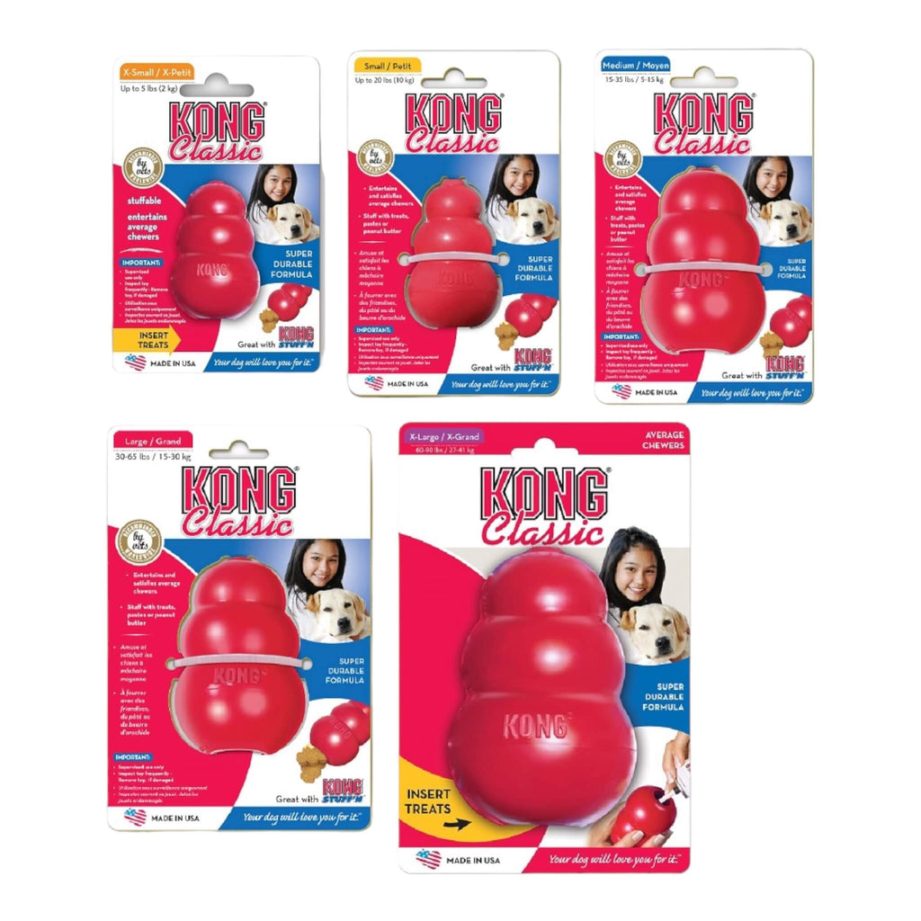 KONG Classic Red Dog Chew Toy comes in five sizes