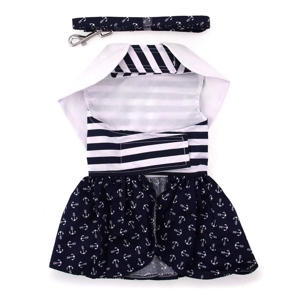 Nautical Dog Dress with Matching Leash - underside view