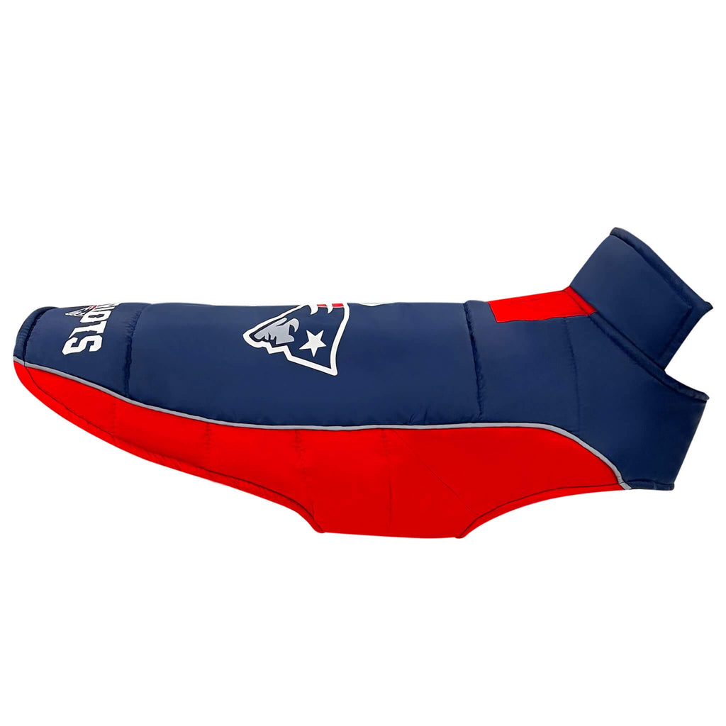 New England Patriots Pet Puffer Vest - side view