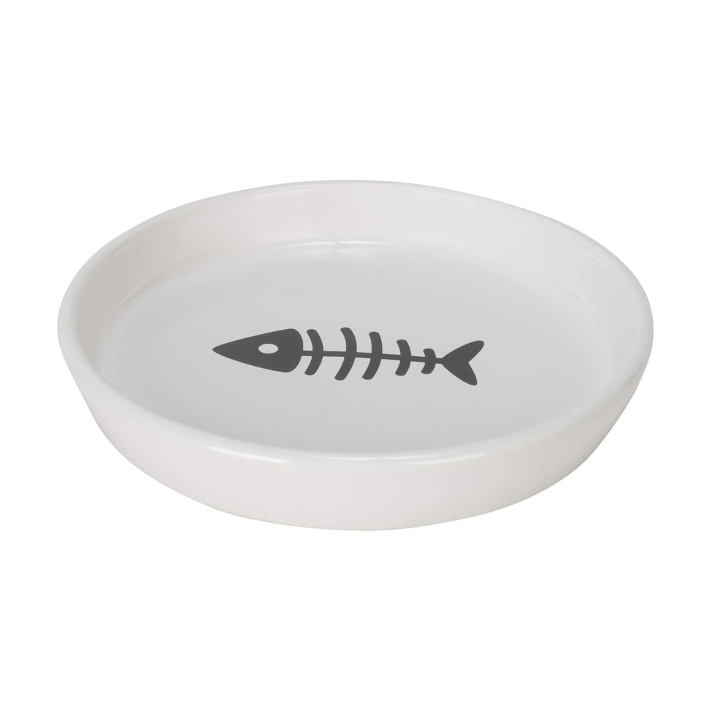 Oscar Classic Round Cat Dish in Porcelain White