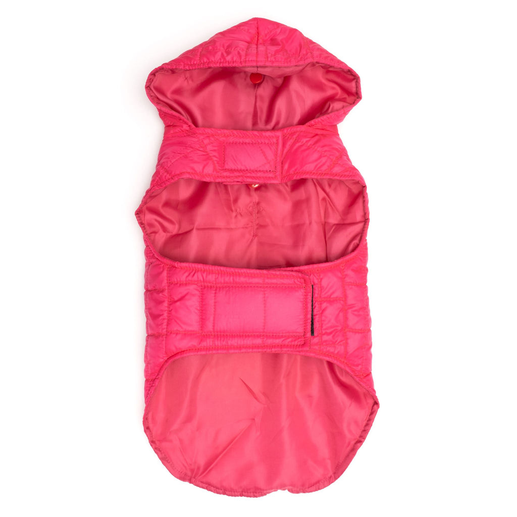 Packable Puffer Dog Jacket in Pink - inside view