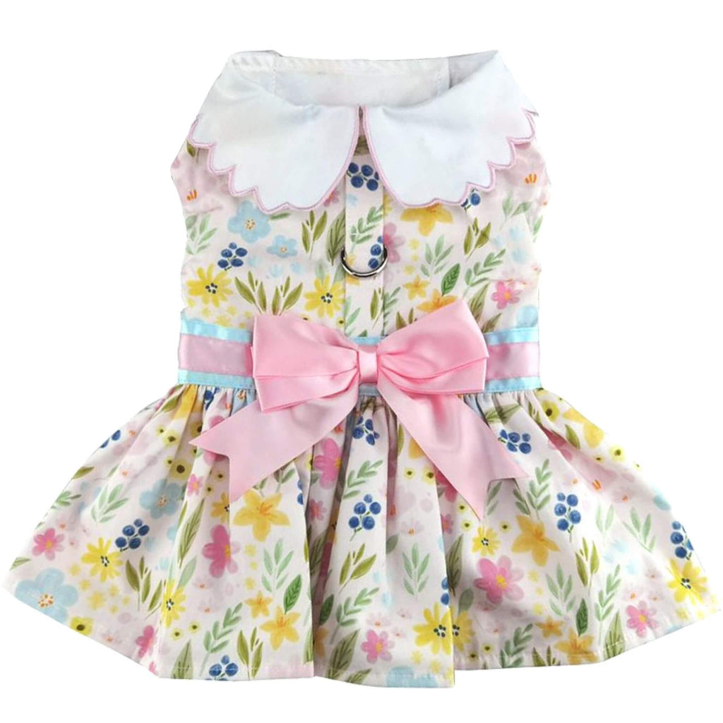 Pastel Meadow Dog Dress with Matching Leash