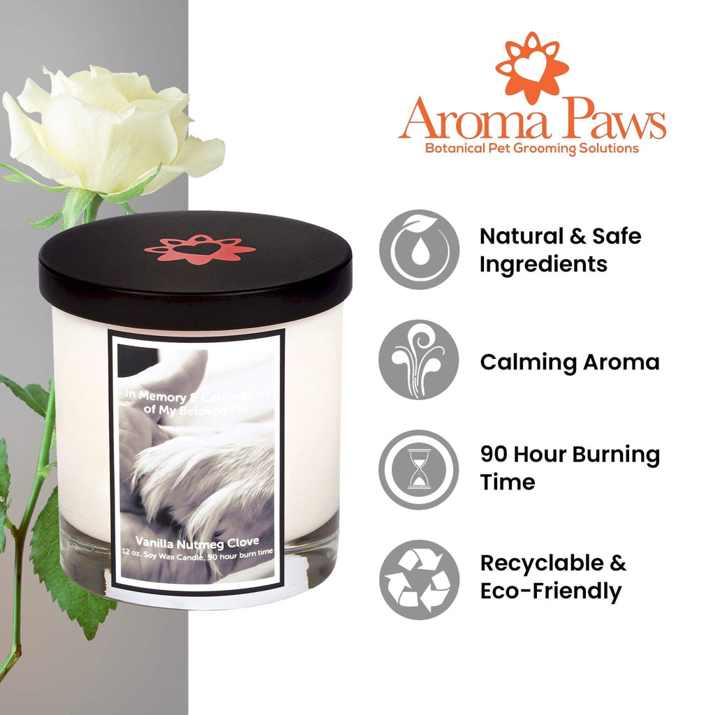 Paw in Hand Memorial Candle features