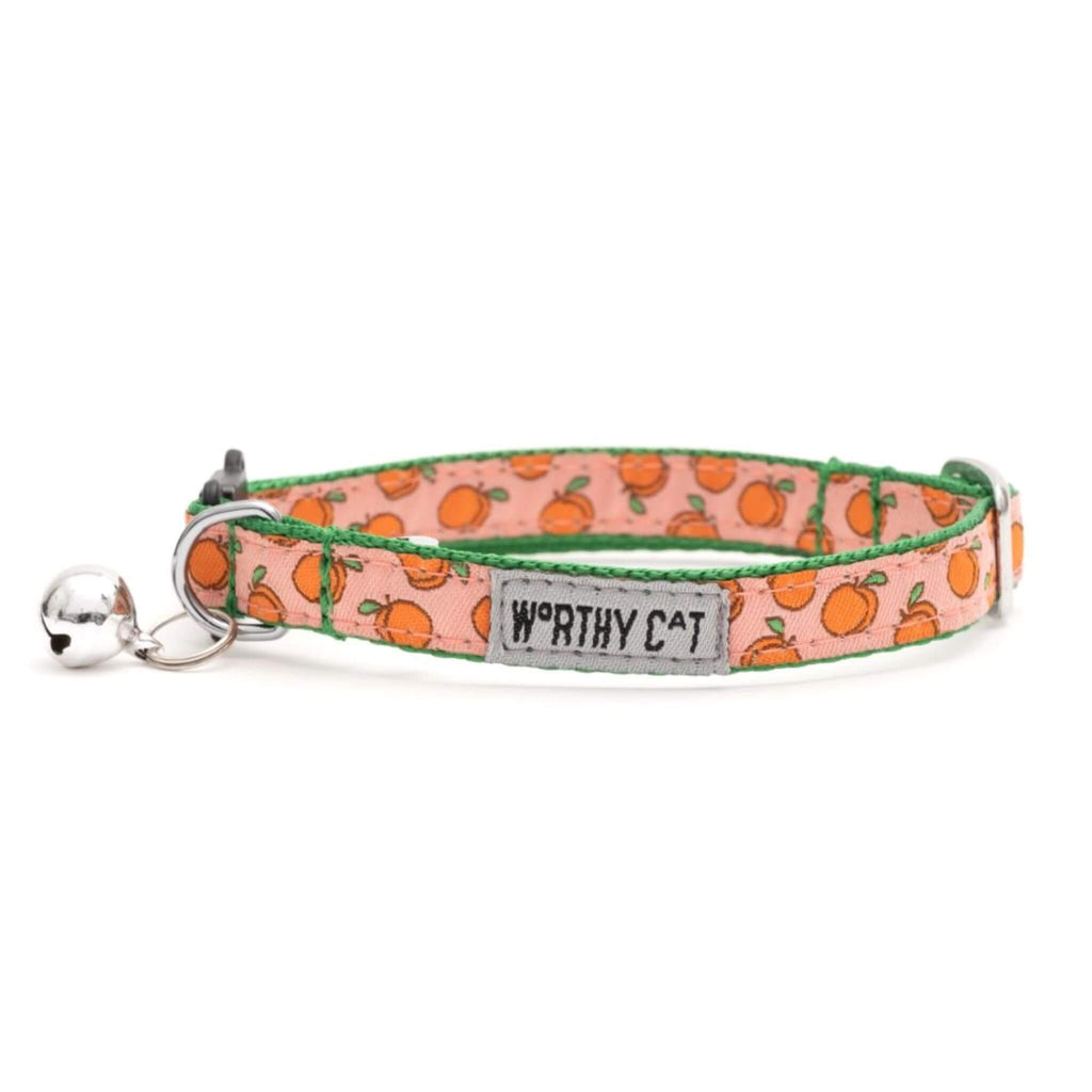 Peachy Keen Cat Collar features a safety snap clasp