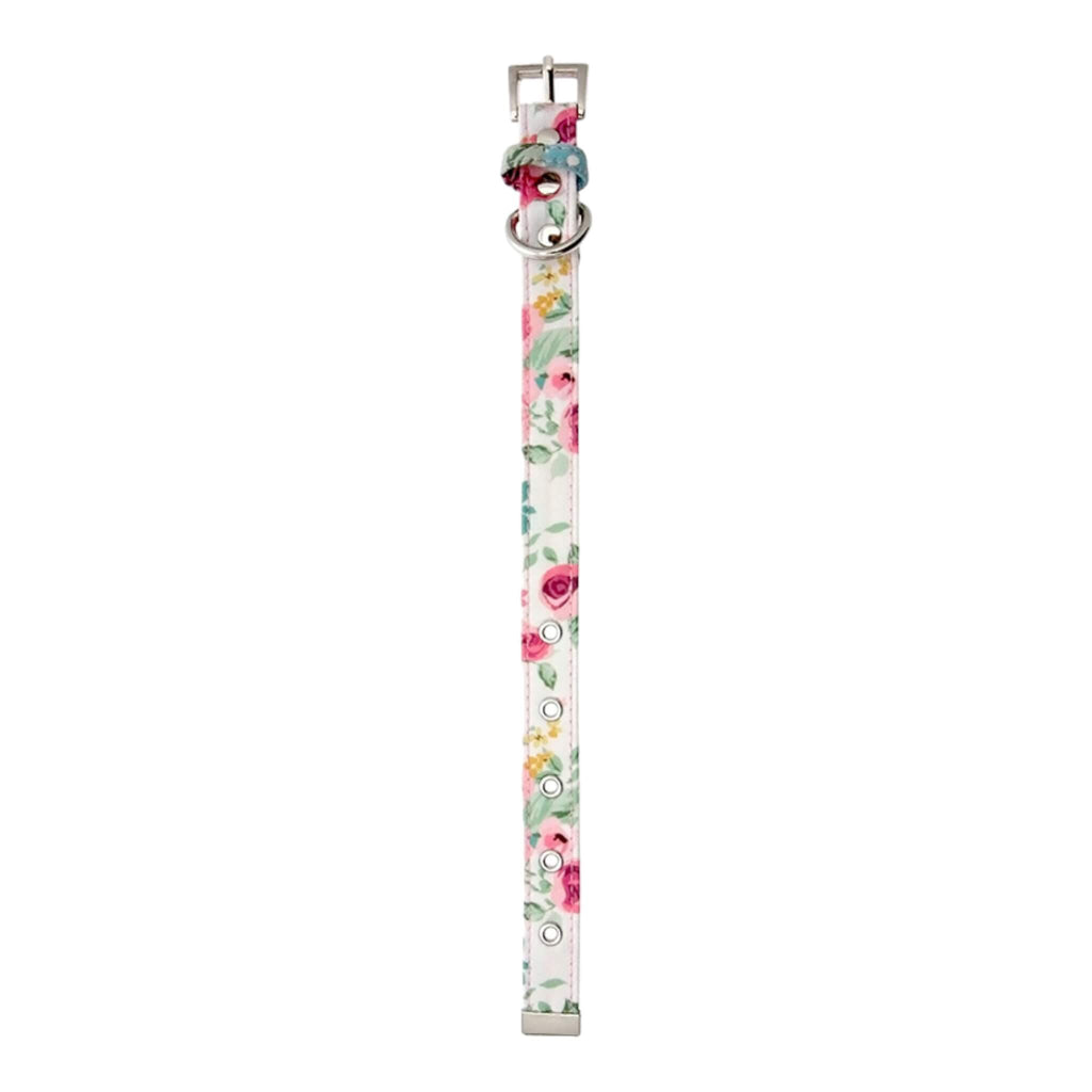 Pink Floral Cascade Fabric Dog Collar from the United Kingdom