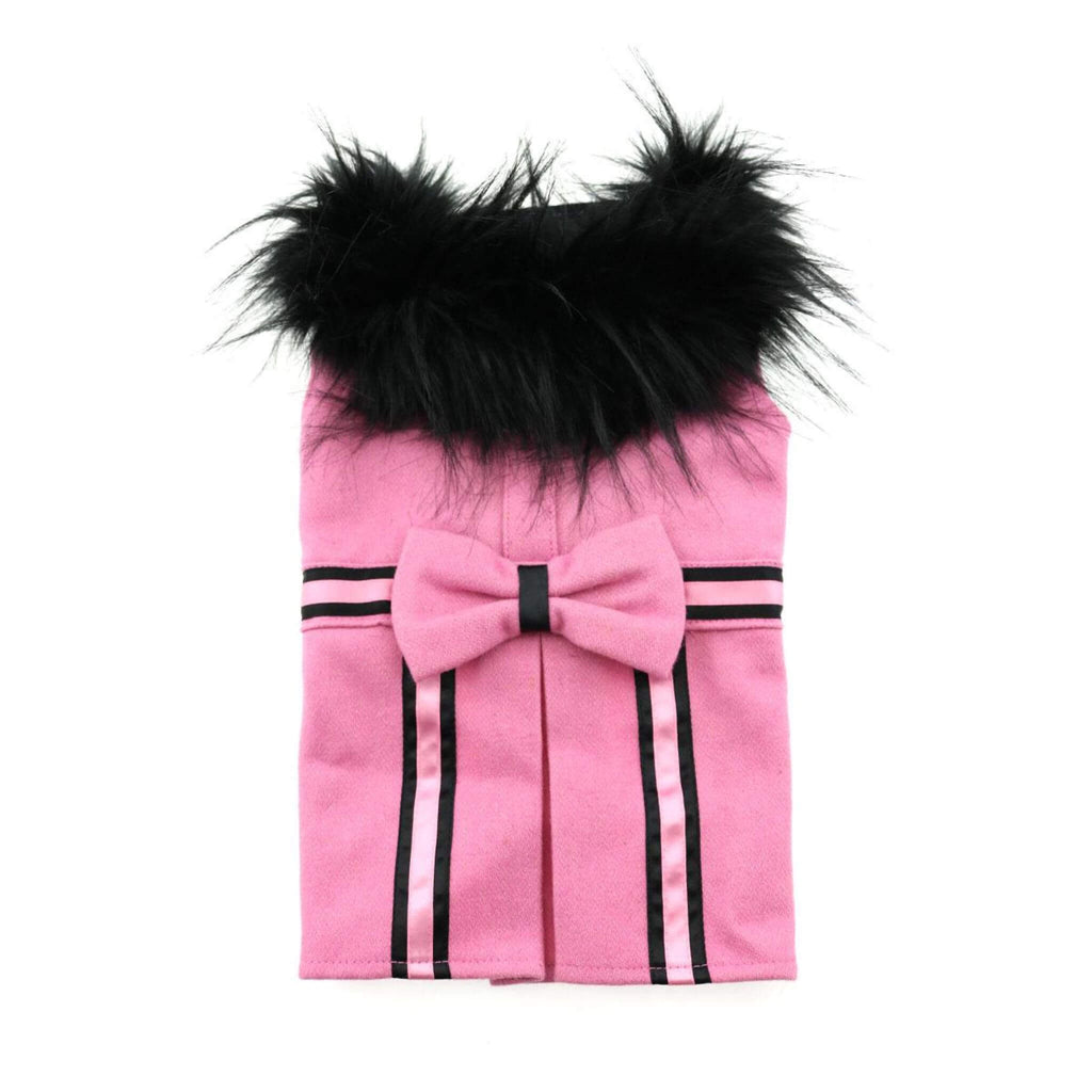 Pink Wool Fur-trimmed Dog Harness Coat