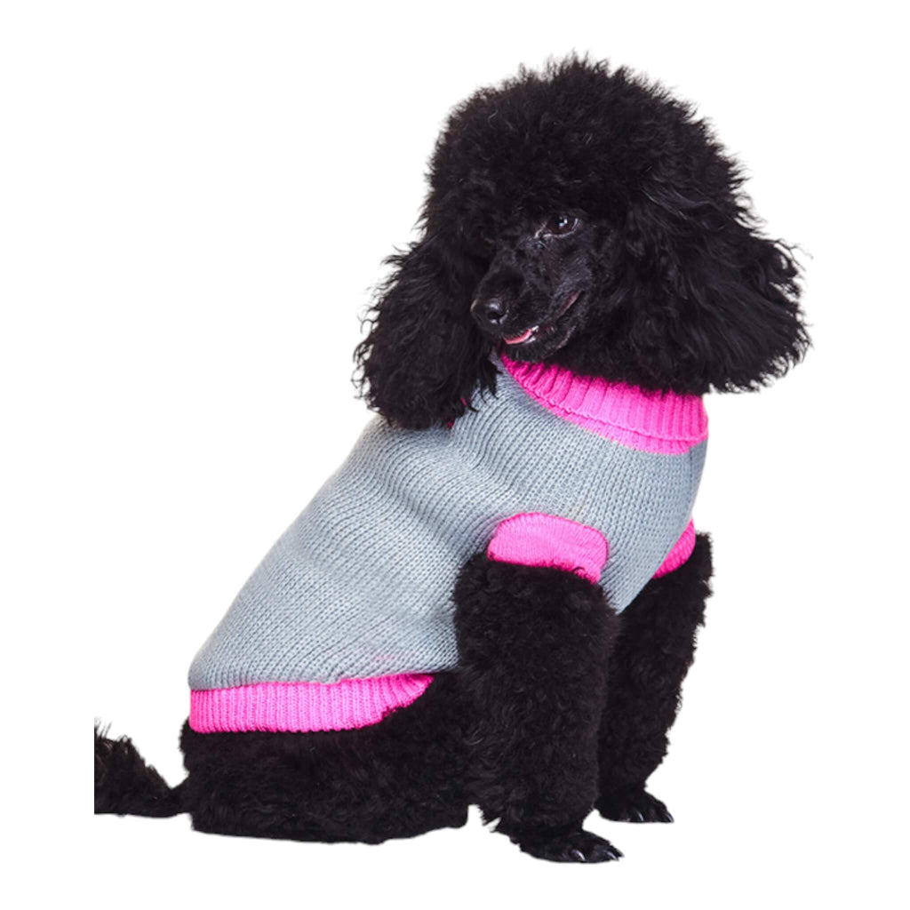 Poodle models Pink Paw Dog Sweater