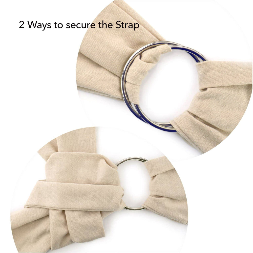 Securing the strap of the Furry Fido Khaki Adjustable Pocket Pet Sling
