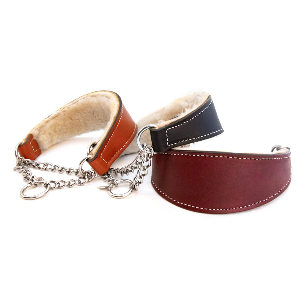 Shearling-Lined Martingale Leather Dog Collar Collection