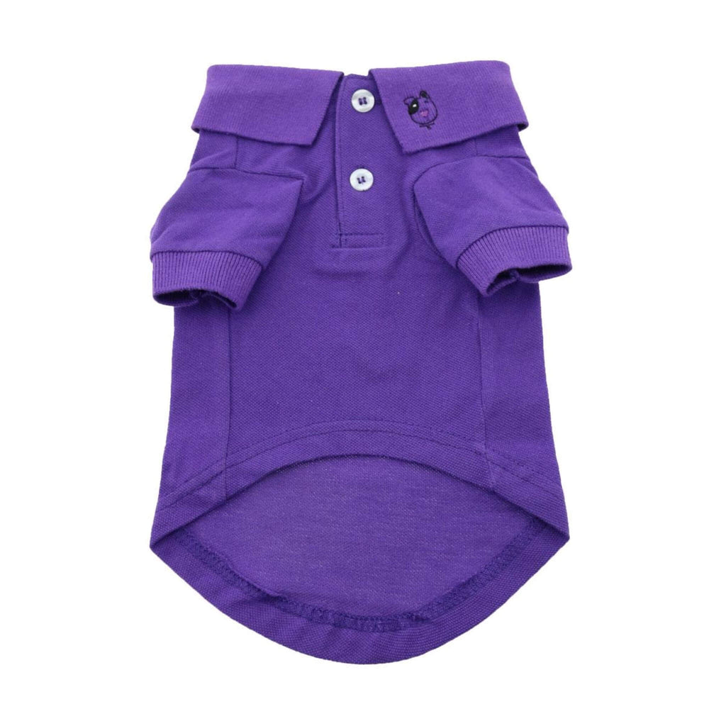 Solid Print Dog Polo Shirt in Ultra Violet featuring cute embroidery on collar