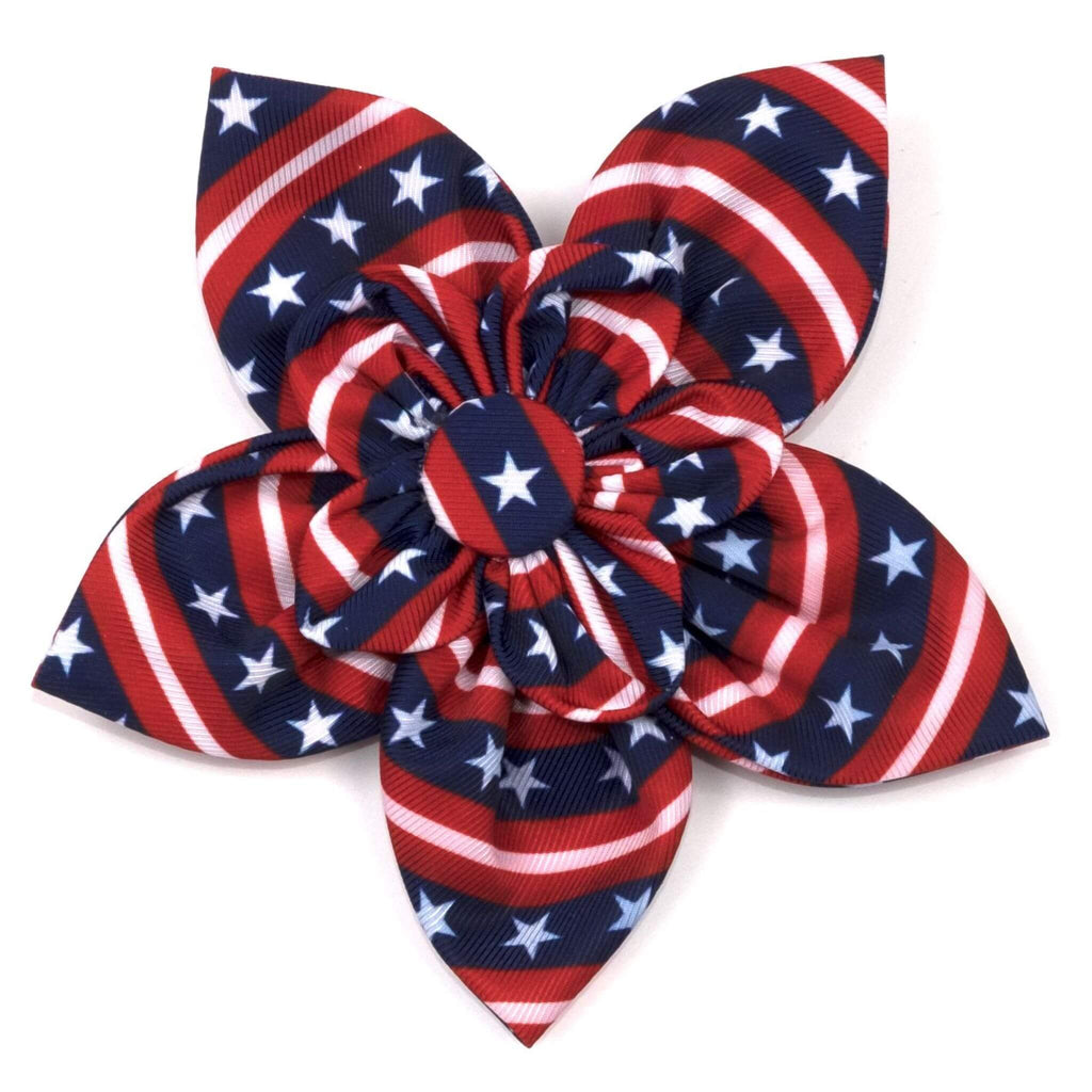 Stars and Stripes Flower Dog Collar Accessory