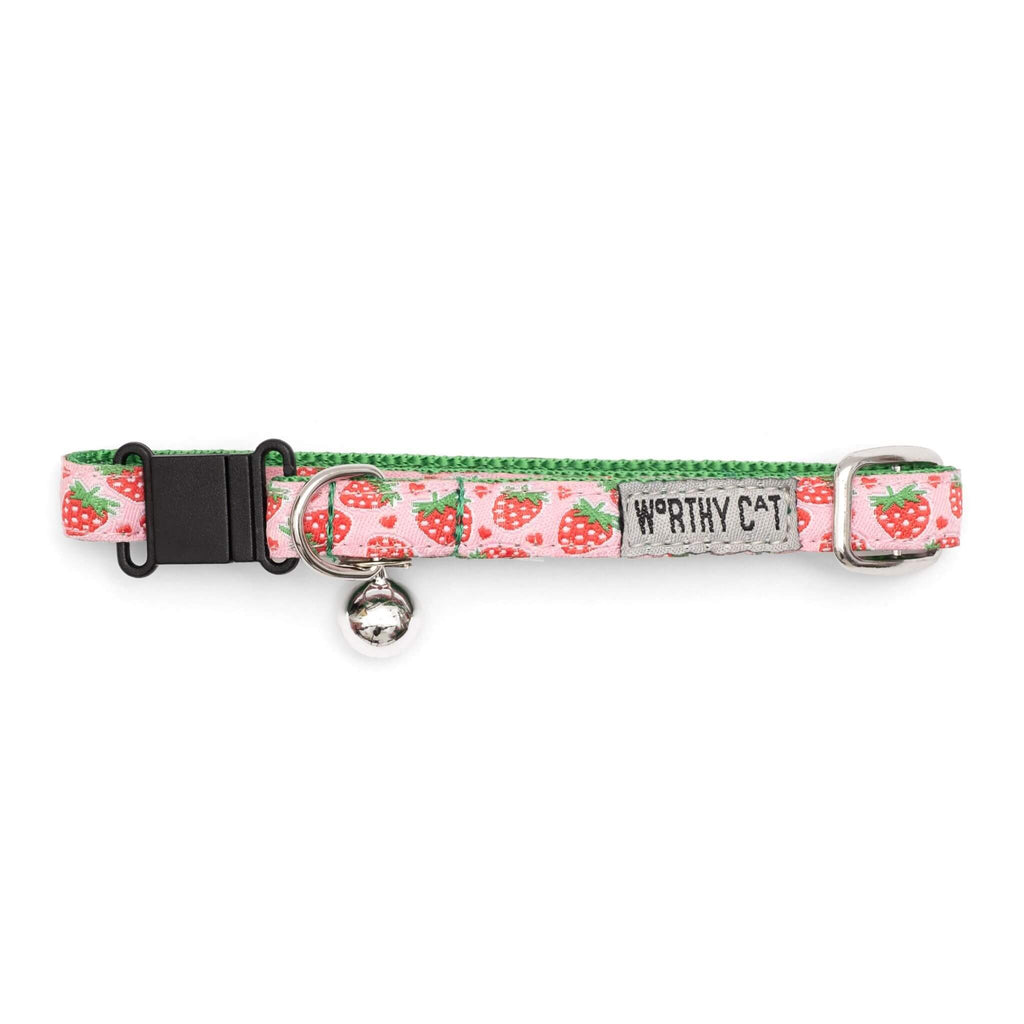 Strawberries Cat Collar with a removable bell