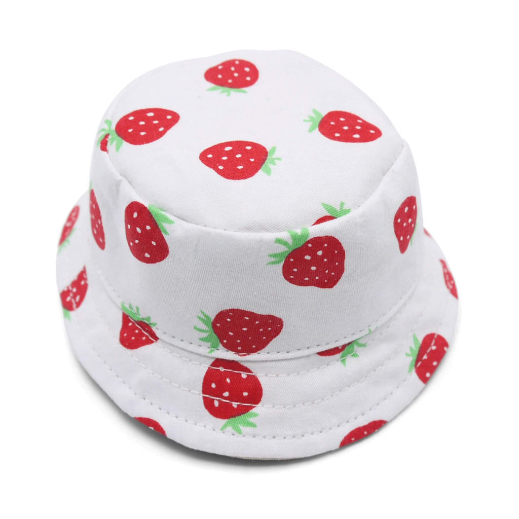 Strawberry Bucket Dog Hat - overhead view