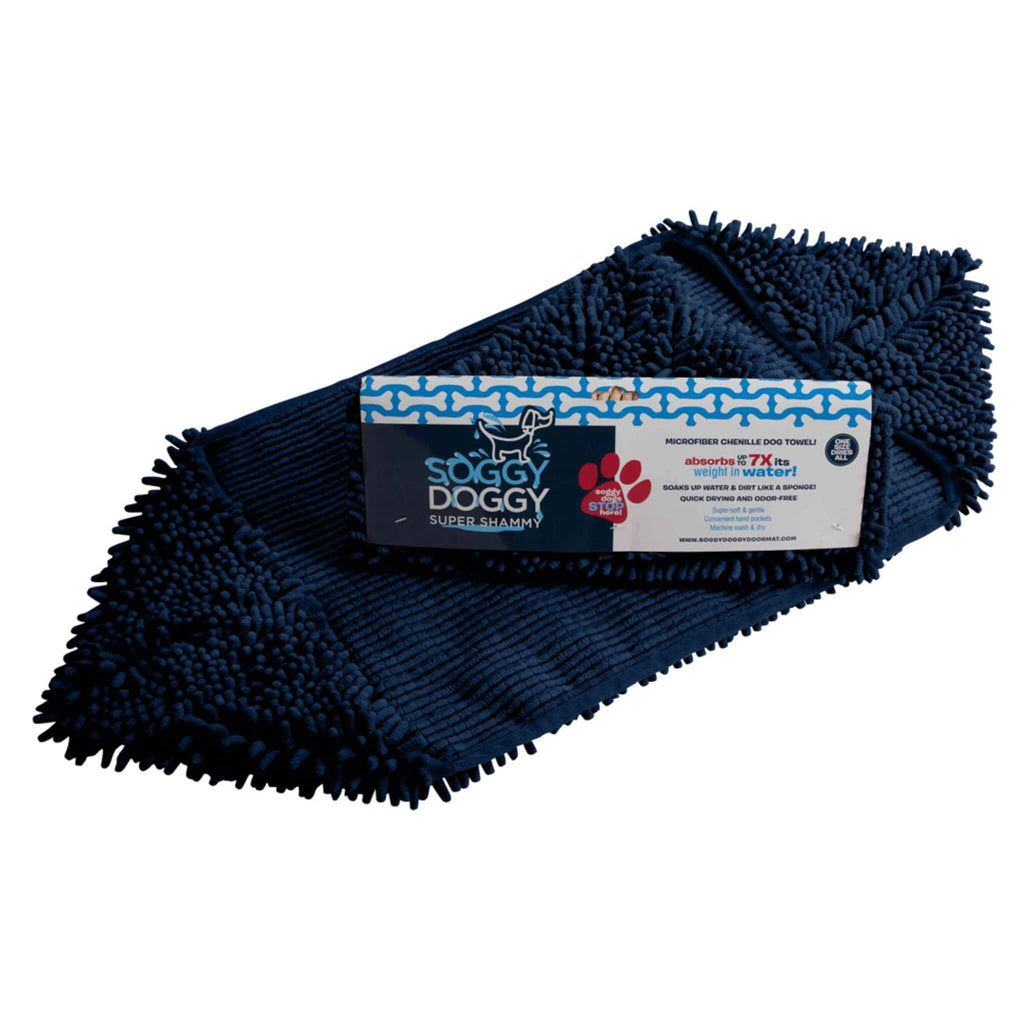 Super Shammy Quick Drying Dog Towel in Navy Blue laid flat