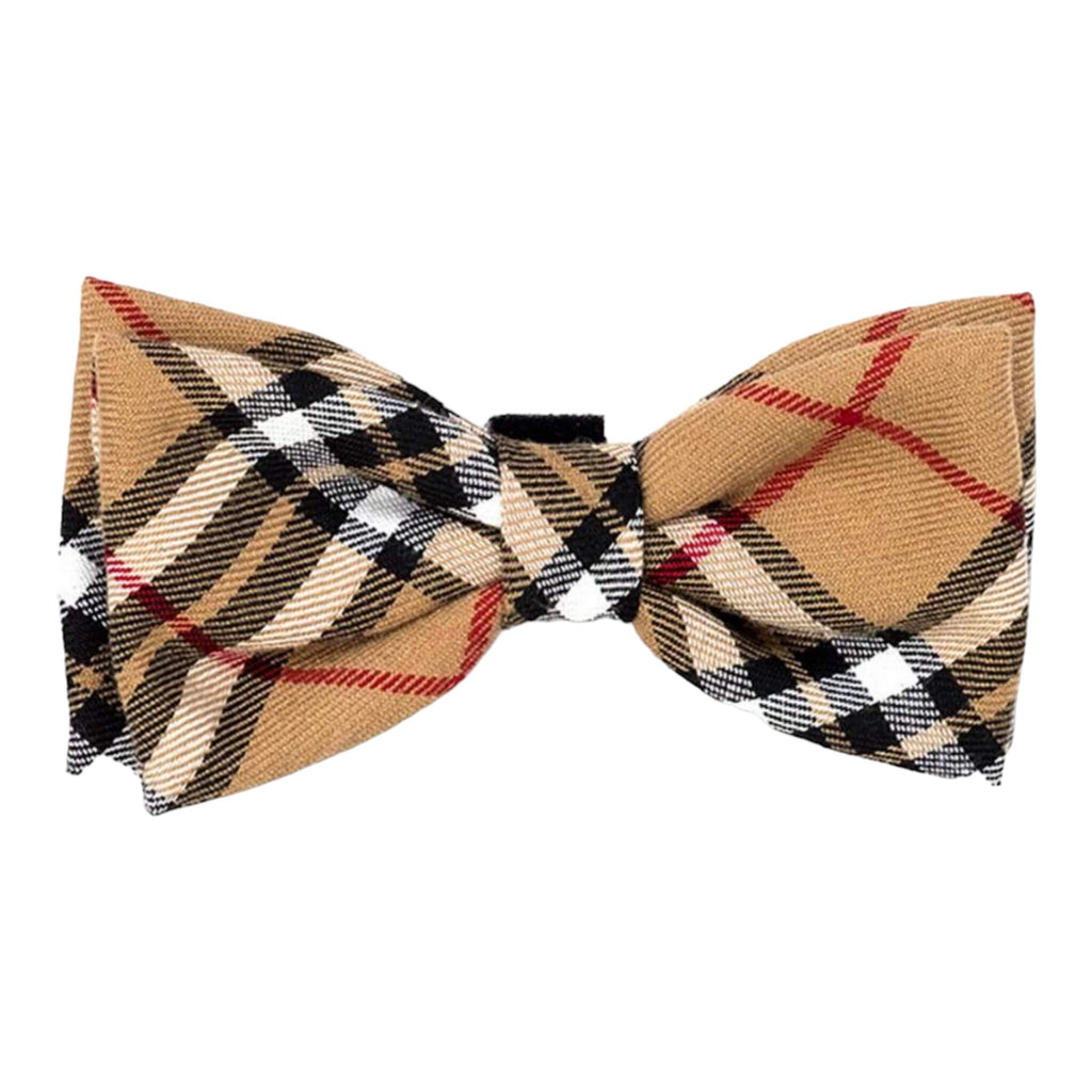 Tan Plaid Bow Tie for Dogs