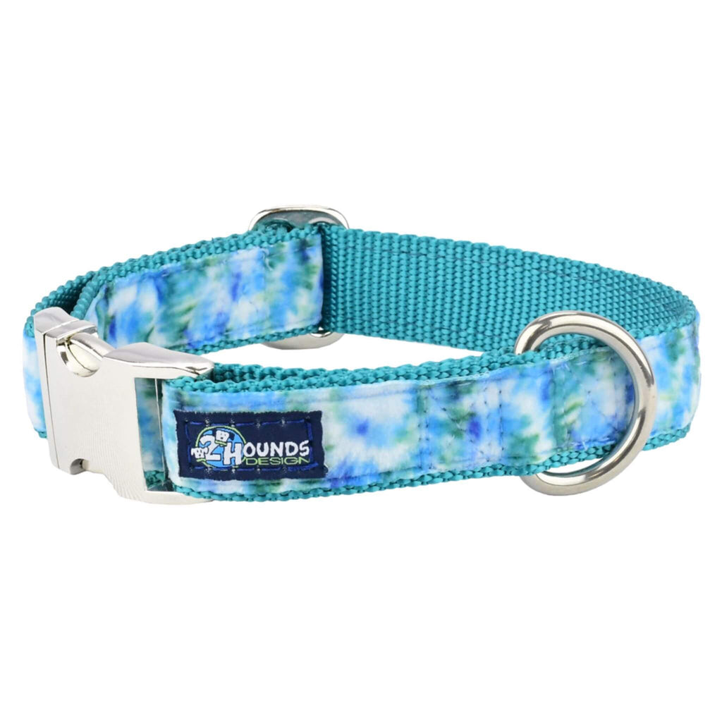 Teal Tie-Dye Velvet Essential Dog Collar is extremely durable