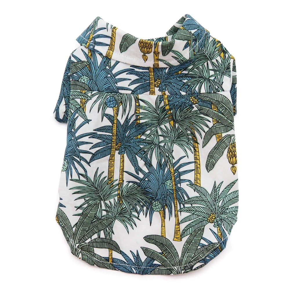 The Tropical Leaf Dog Shirt features a stylish tropical leaf graphic