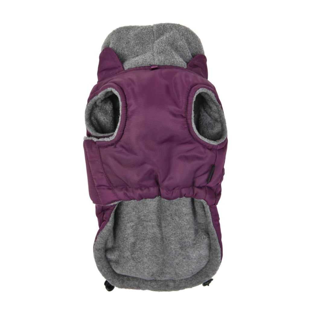 Tomas Winter Fleece Dog Coat with Integrated Harness in Purple - underside view