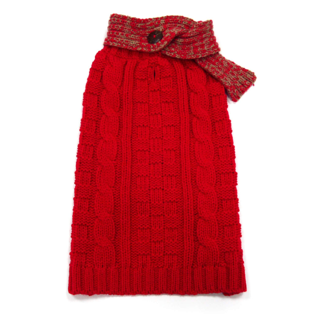 Urban Cable Scarf Dog Sweater in Red