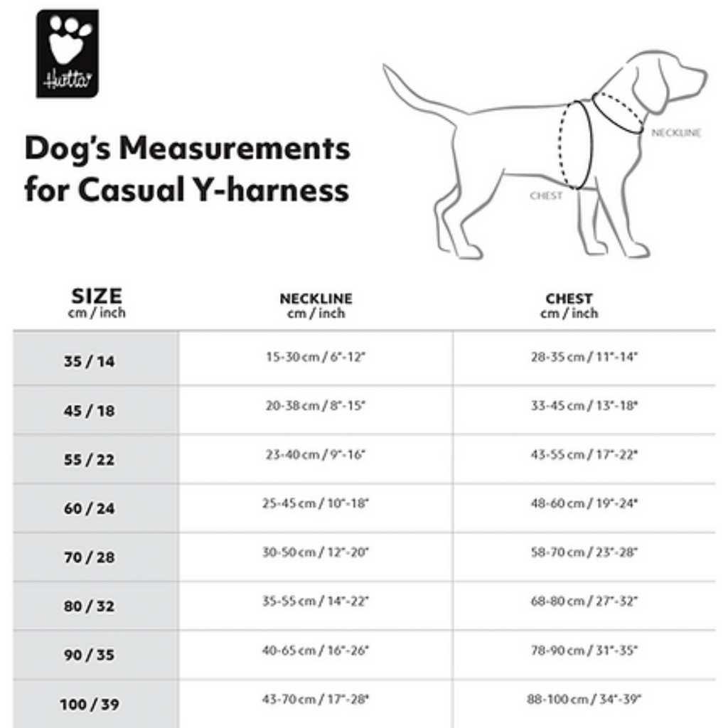 Hurtta Padded Dog Harness Size Chart