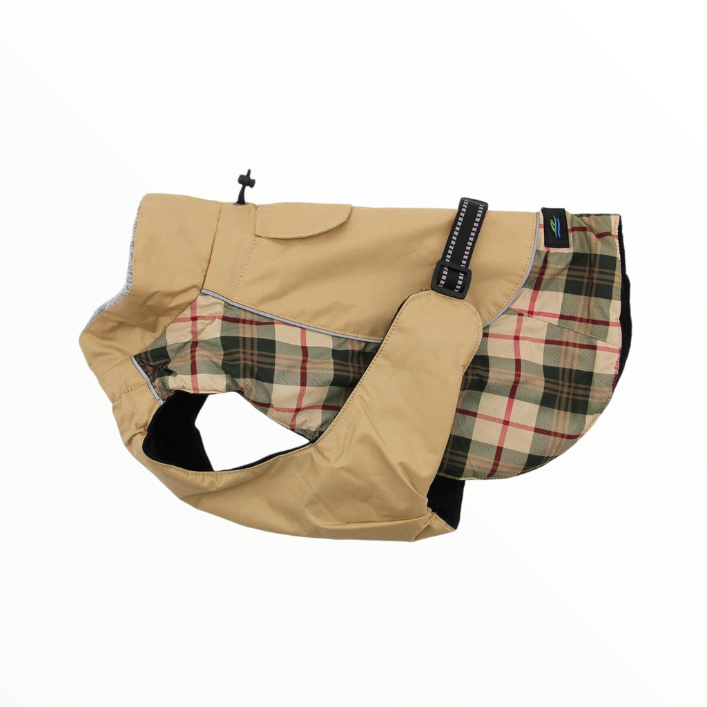 Alpine All-Weather Dog Coat in Beige Plaid