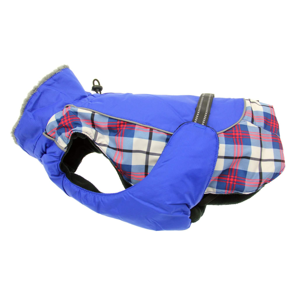 Alpine All Weather Dog Coat in Royal Blue Plaid