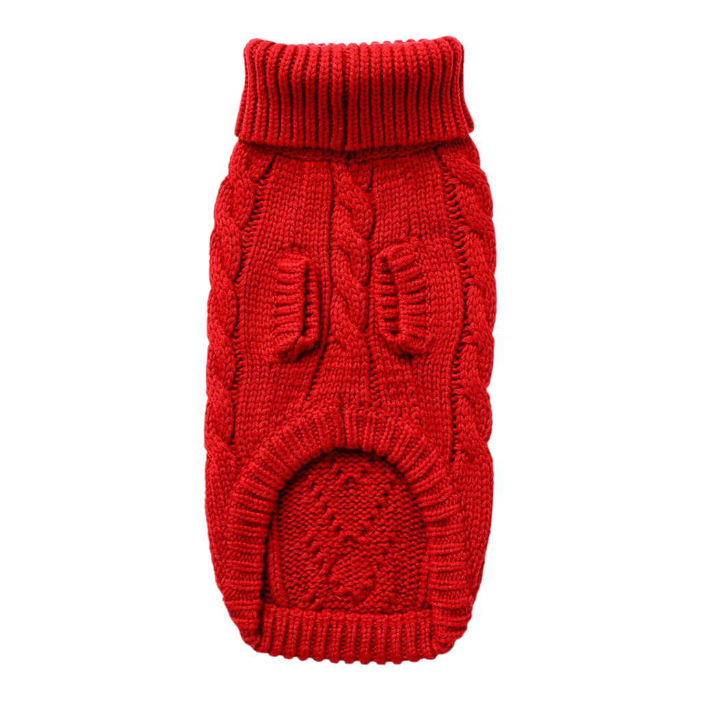 Chalet Dog Sweater in Red - underside view showing sleeves