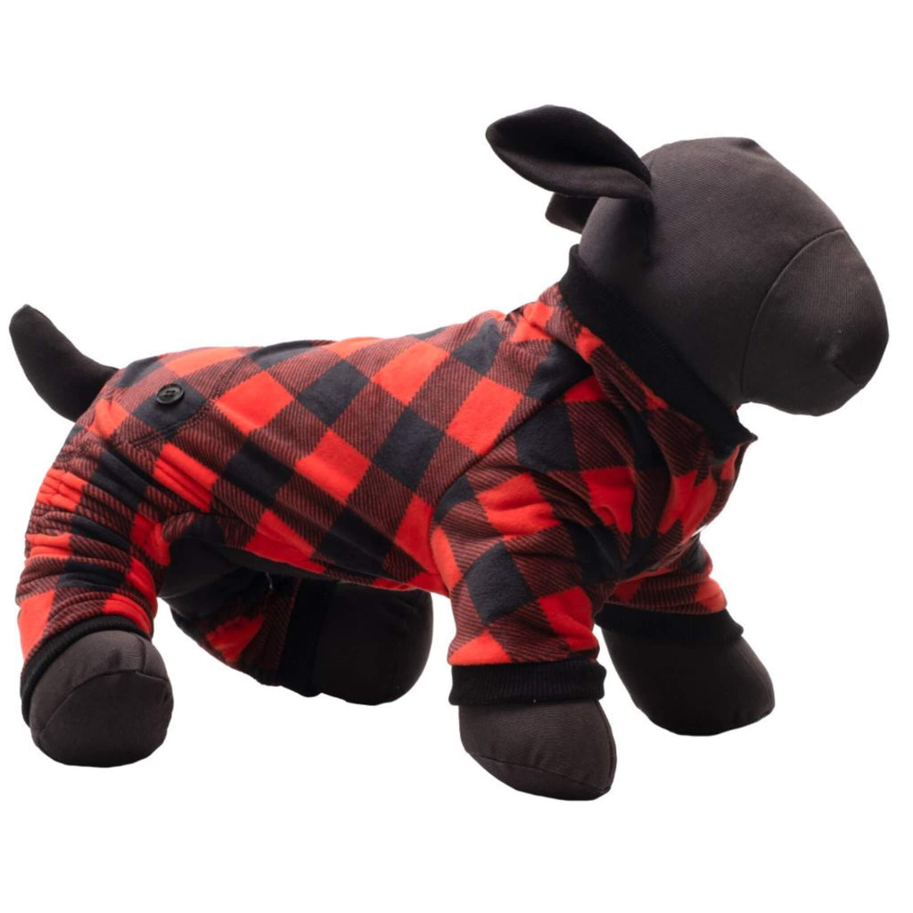 Dog Mannequin Models Red and Black Buffalo Dog Jammies
