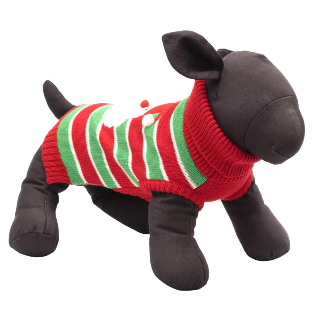 Dog Mannequin Models Red and Green Striped Santa Dog Sweater