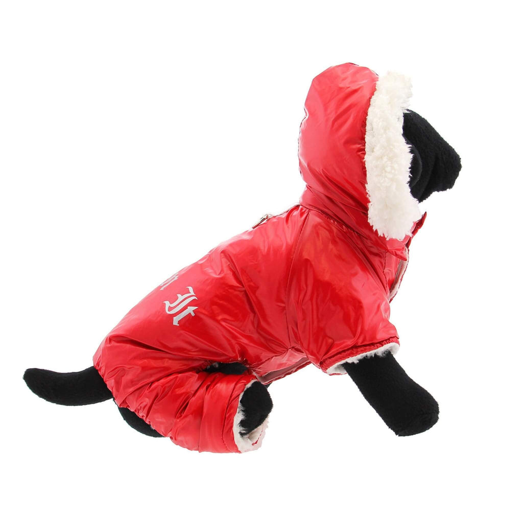 Dog Mannequin Models Ruffin It Dog Snow Suit with Removable Hood