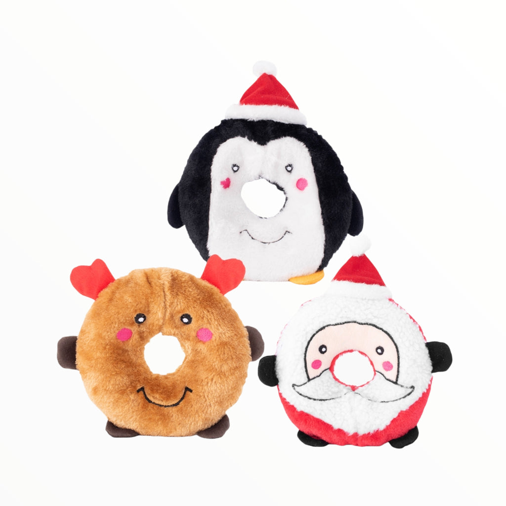 Holiday Donutz Buddies Plush Dog Toy Collection