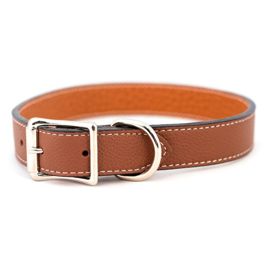 Tuscan Italian Soft Leather Dog Collar in Tuscan Brown