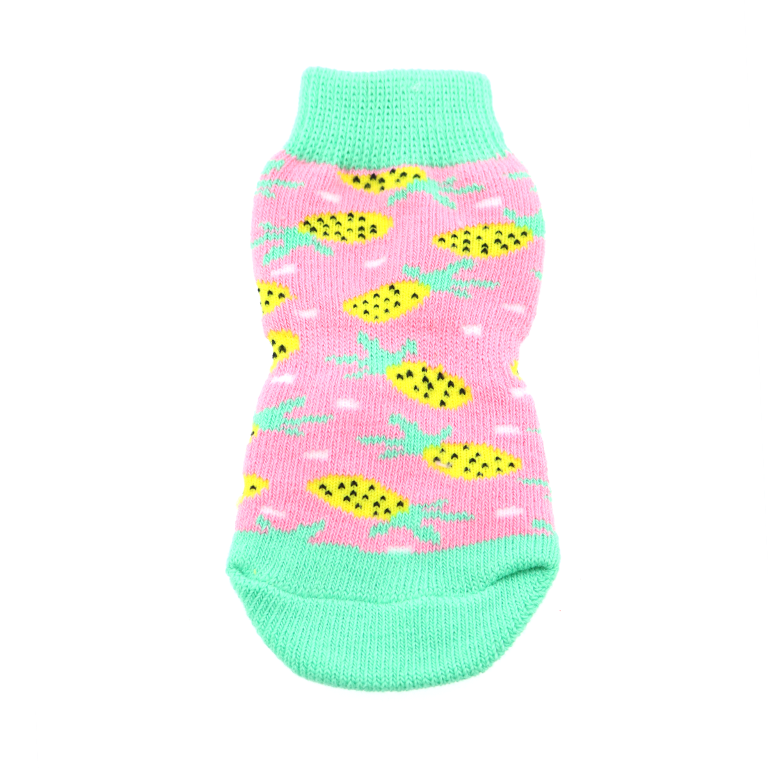 Pink Pineapple Non-Skid Dog Socks will stop your dog from slipping around