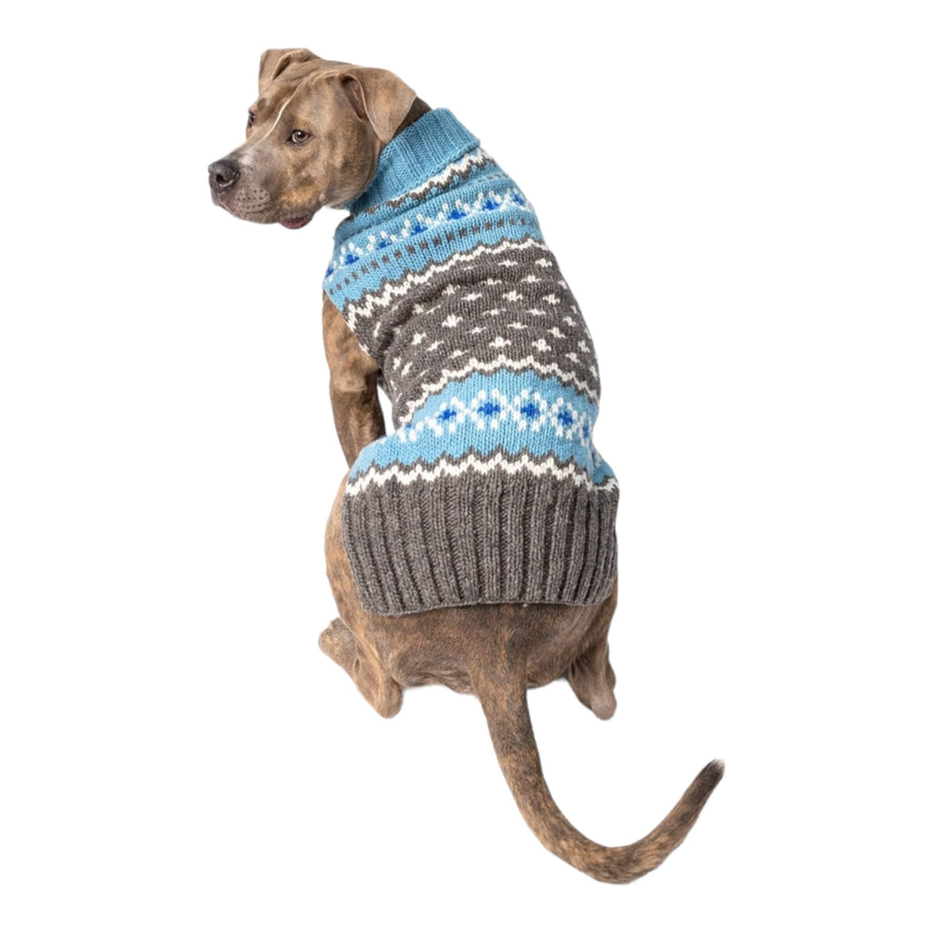 Pit Bull models Light Blue Fair Isle Dog Sweater