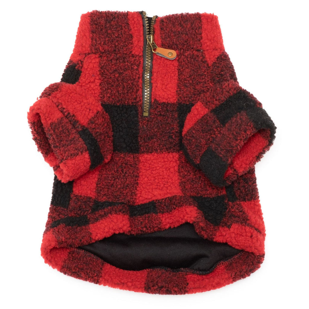 red-buffalo-sherpa-one-quarter-zip-pullover-for-dogs-underside-view